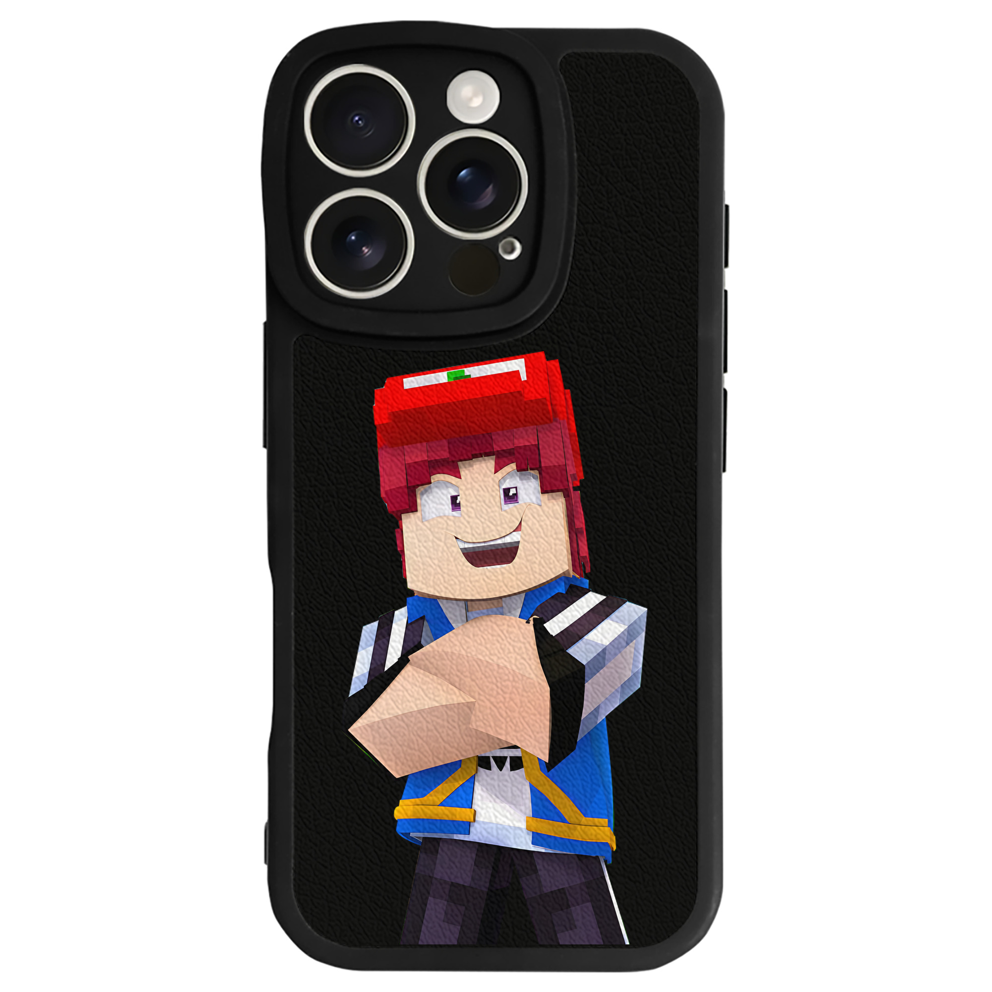 （画像用） マインクラフト ブロックの世界 Minecraft MC Block world 【iPhone 16シリーズ対応】シリコンスマホケース（レザー調） 材質：シリコン